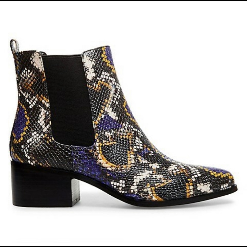 Design Lab Black & Purple Snakeskin Chelsea Boot
